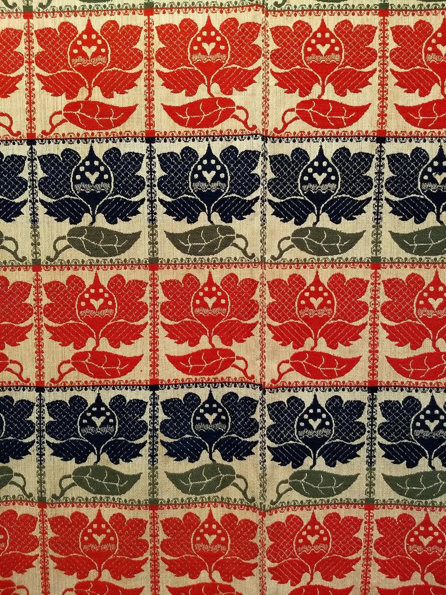 1840s Handwoven American Coverlet, Floral Motif, Signed Elizabeth Yohe - 3