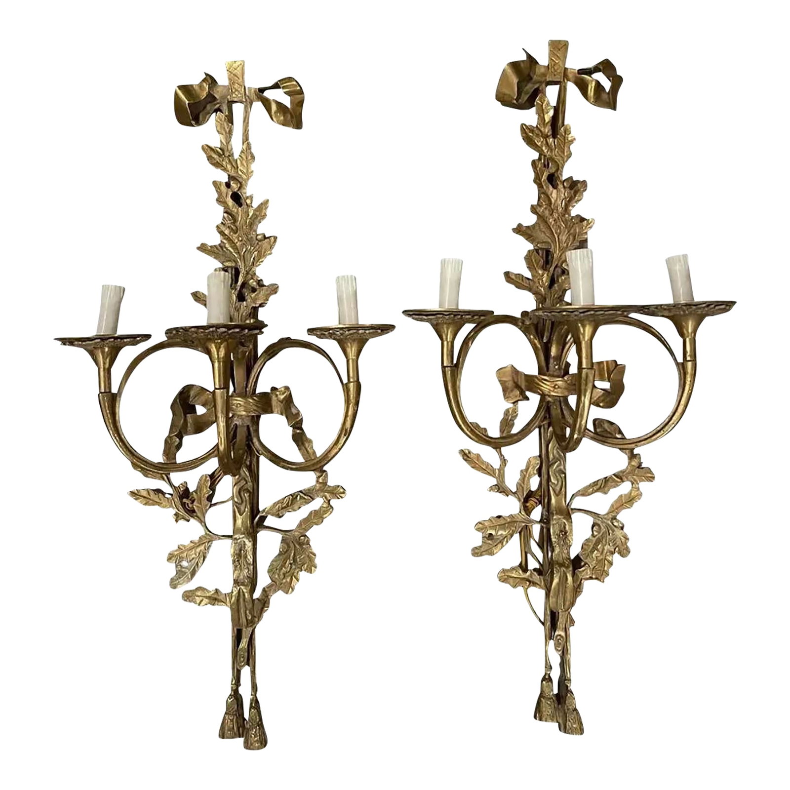 French Louis XVI Style Brass Wall Sconce Set of Two (1 of 6)