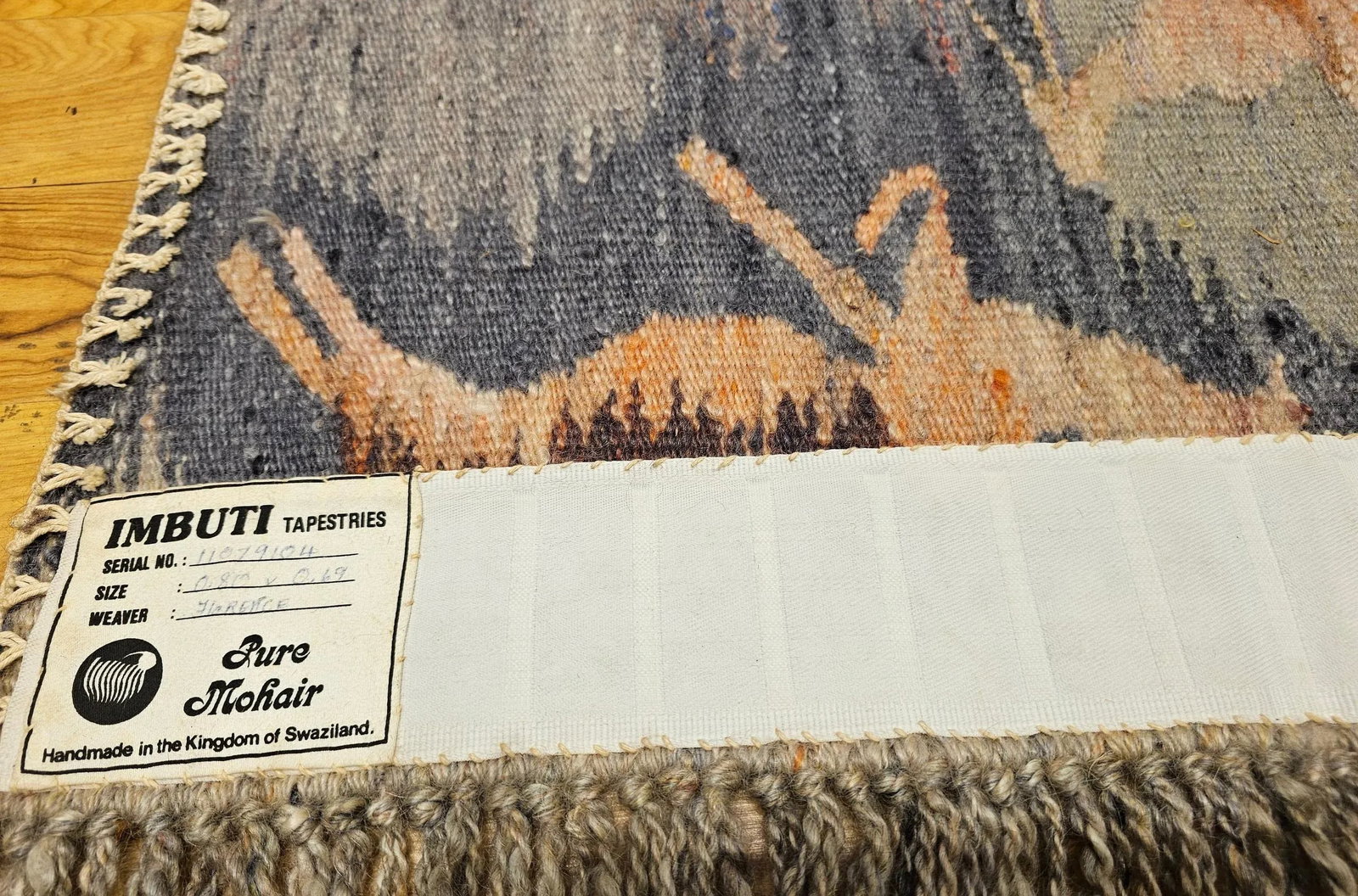 Vintage Hand Woven African Mohair Tapestry, "Reflection in Pond", Tribal Wall Art, 3' X 3' - 10
