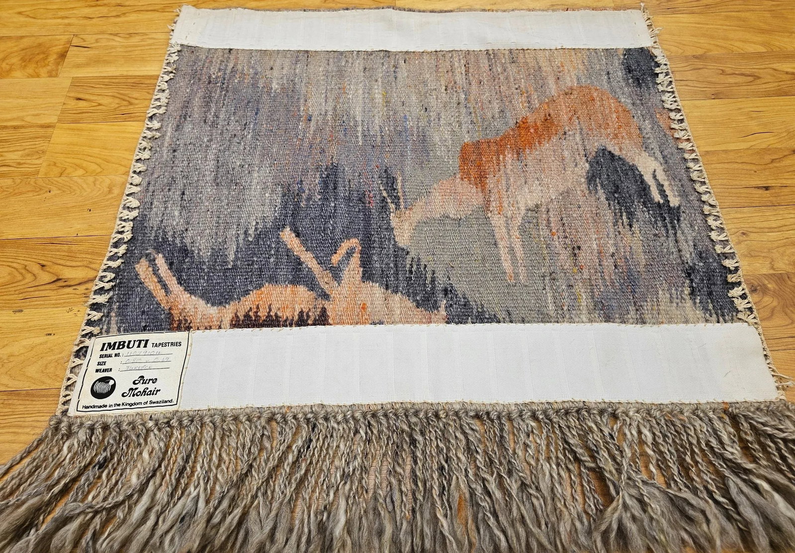 Vintage Hand Woven African Mohair Tapestry, "Reflection in Pond", Tribal Wall Art, 3' X 3' - 3