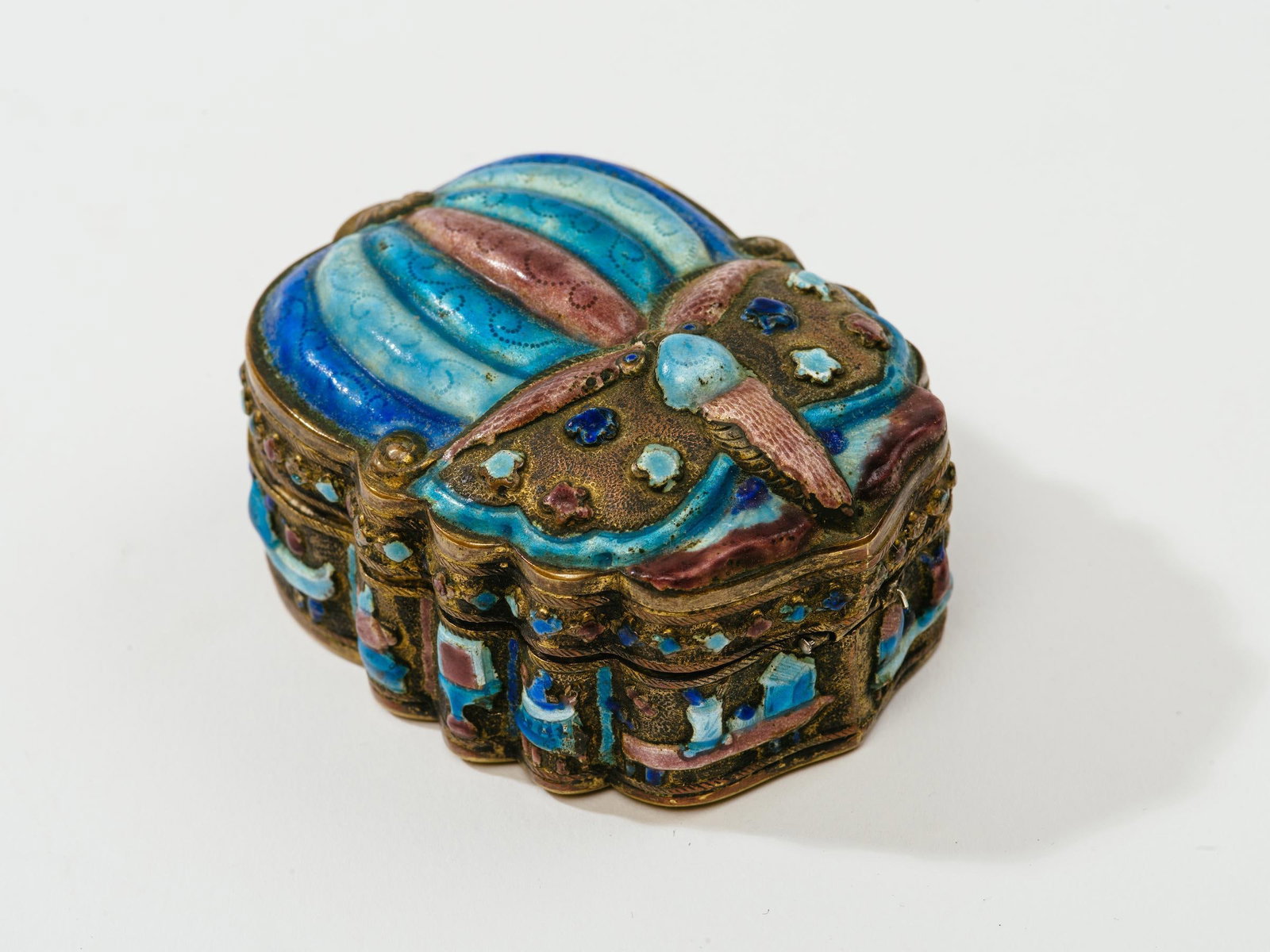 Antique Chinese Champleve Enamel Scarab Jewelry Box - 5