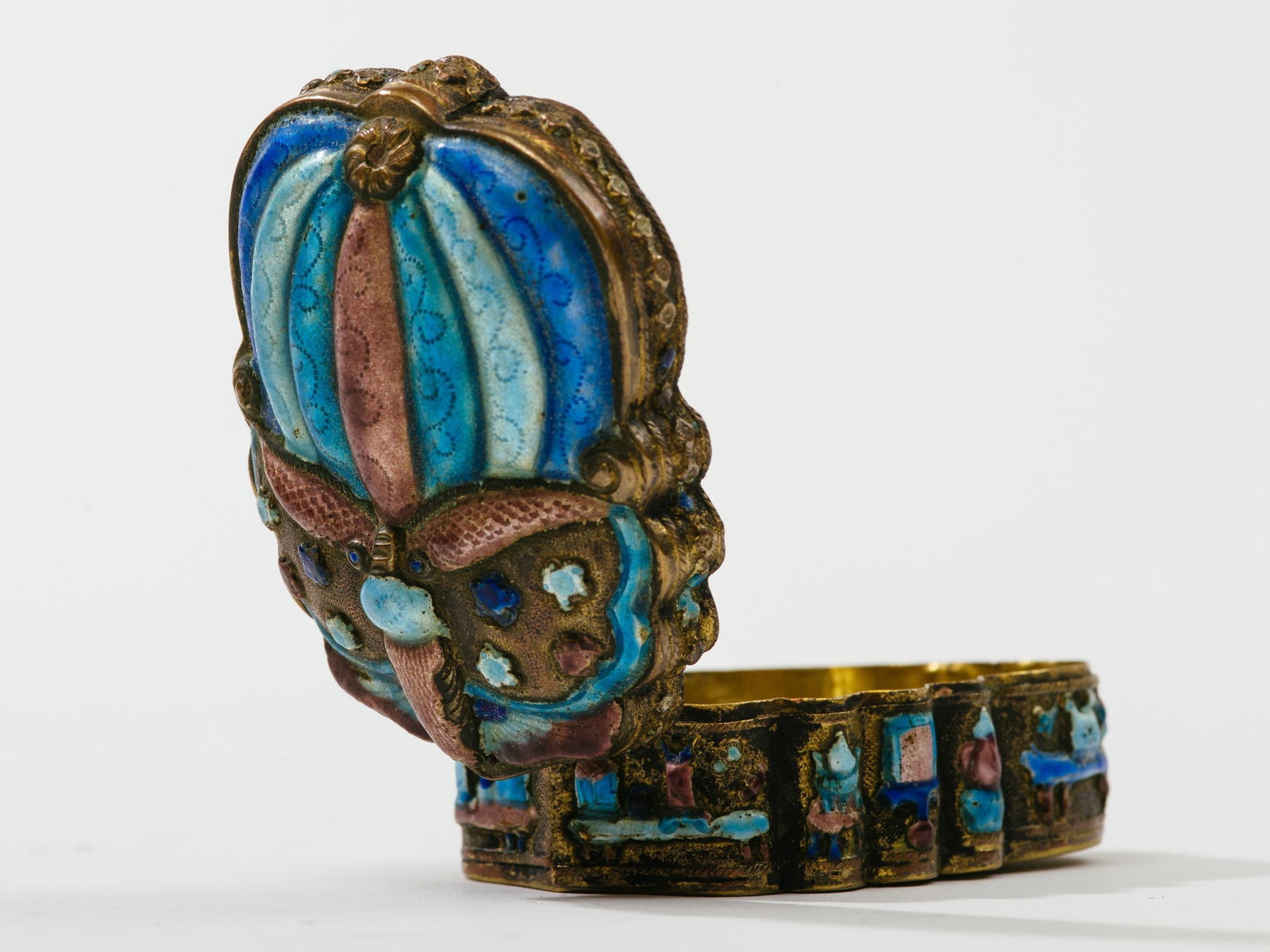 Antique Chinese Champleve Enamel Scarab Jewelry Box - 7
