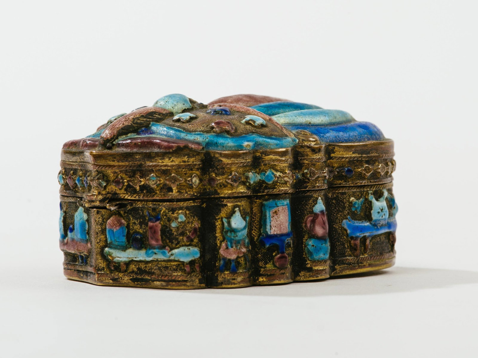 Antique Chinese Champleve Enamel Scarab Jewelry Box - 8