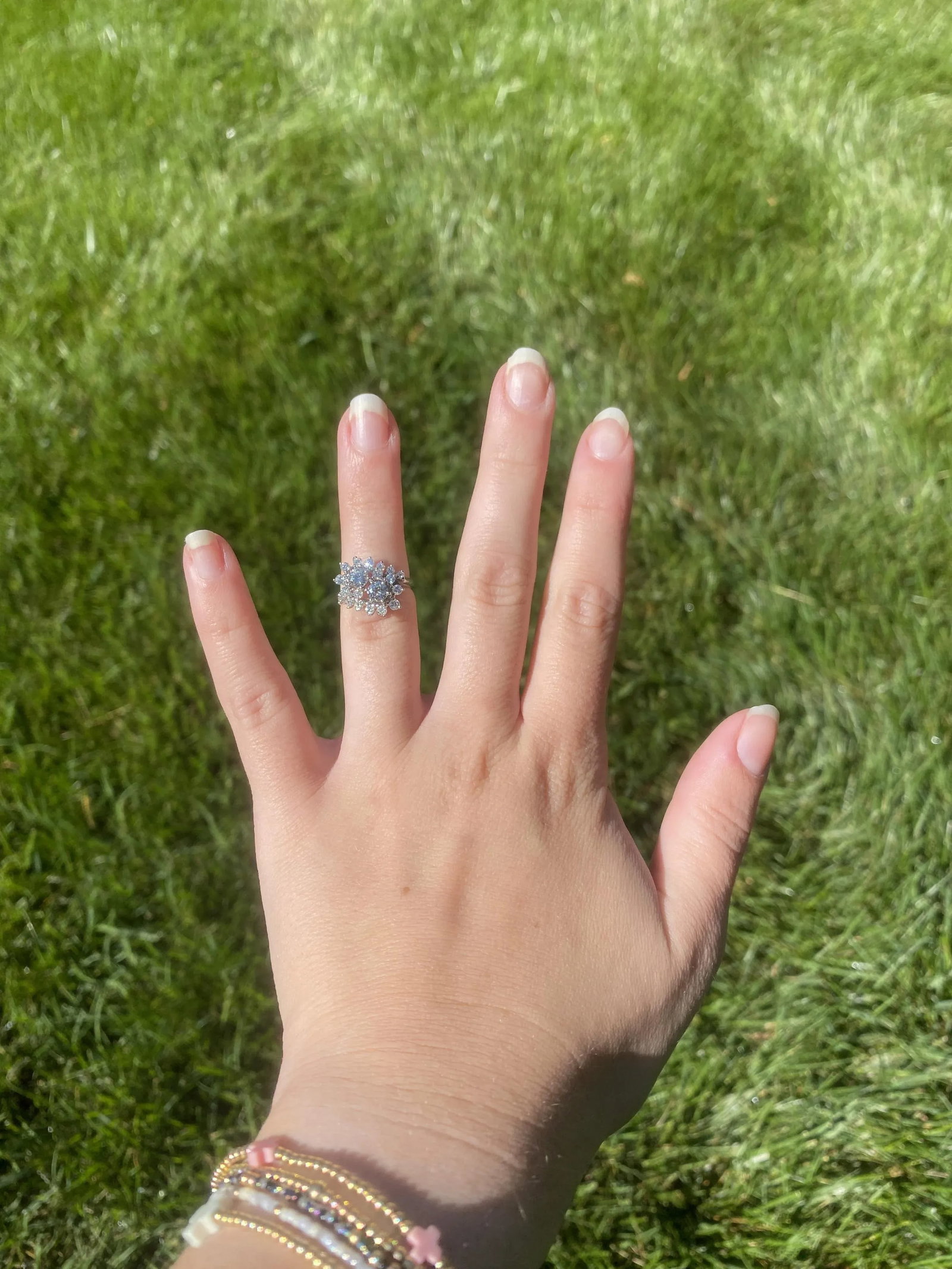 1.08ctw Diamond Cluster Ring, 14k White Gold, Ring Size 4.5 - 2