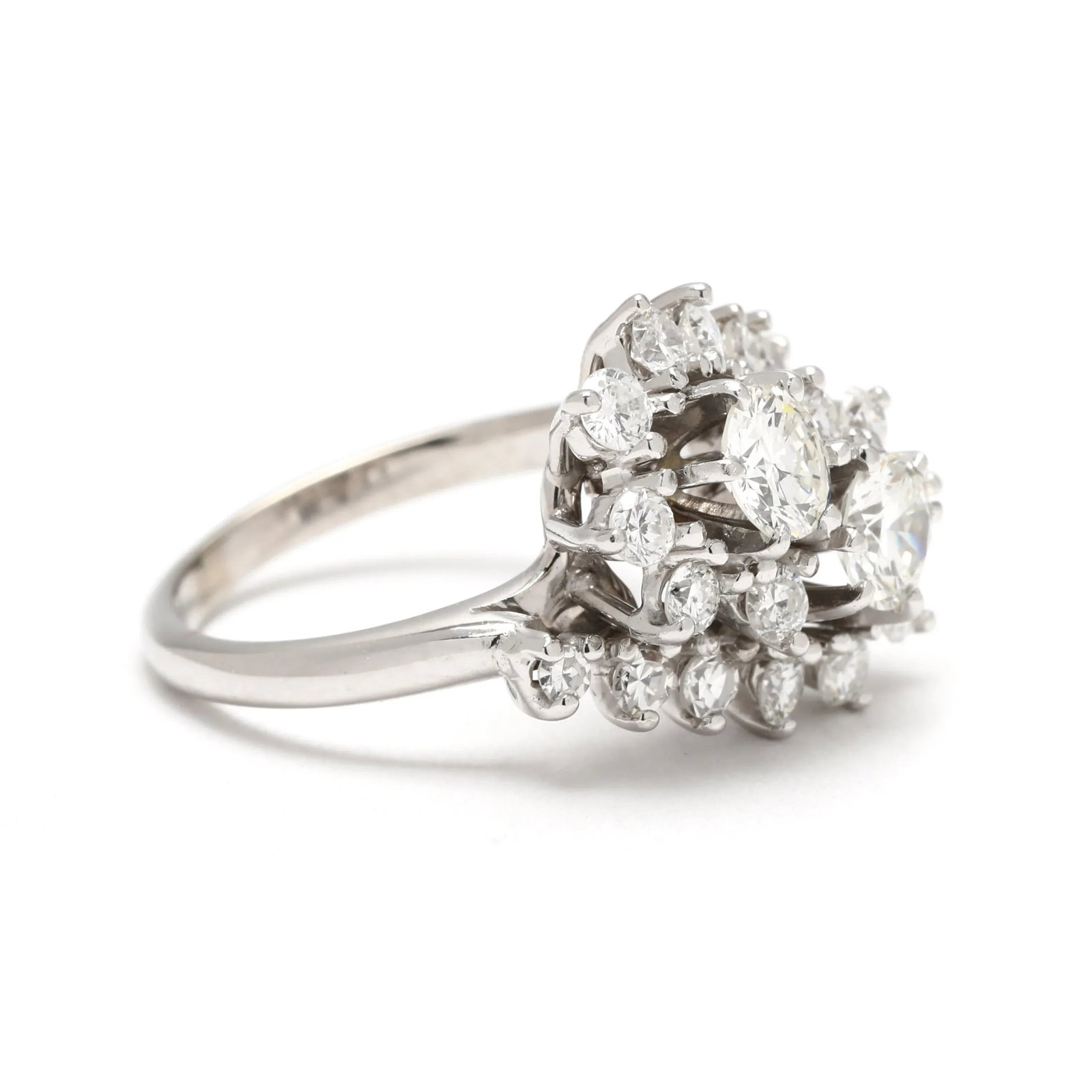 1.08ctw Diamond Cluster Ring, 14k White Gold, Ring Size 4.5 - 3