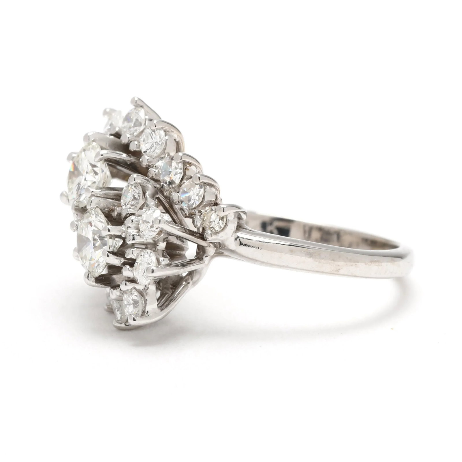 1.08ctw Diamond Cluster Ring, 14k White Gold, Ring Size 4.5 - 5
