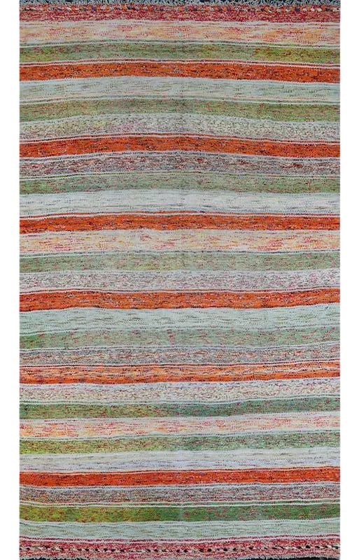 Mid-Century Cotton Scandinavian Style Kilim Rug: This authentic flat-weave kilim from Eastern Turkey is handwoven by nomads to be used as floor coverings to protect them from the harsh desert elements in their tents and winter homes. Used for