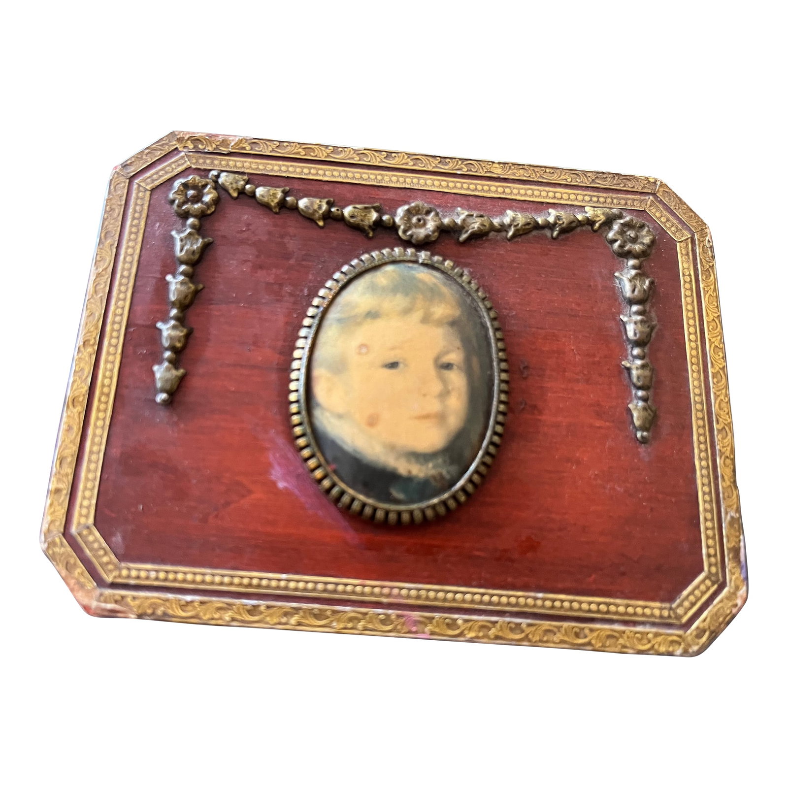 Late 19th Century Antique French Jewelry Box, Mademoiselle Grimpell With a Blue Ribbon (1 of 7)