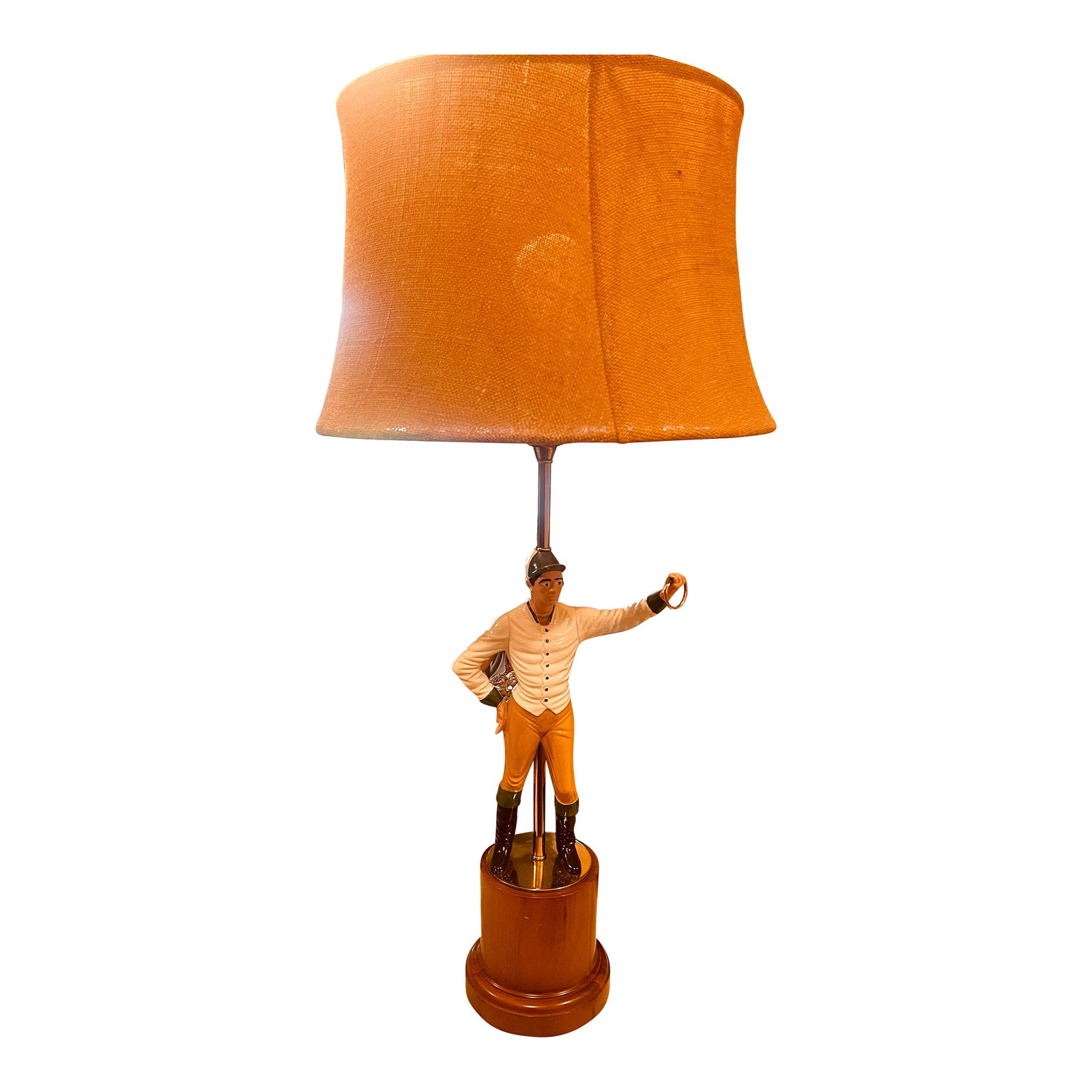 Vintage Equestrian Lamp With Jockey: Vintage equestrian lamp with jockey . Beautiful condition for its age . Condition: Alterations: Original Condition Unaltered Imperfections: Some Imperfections Condition Notes: Mint condition with no