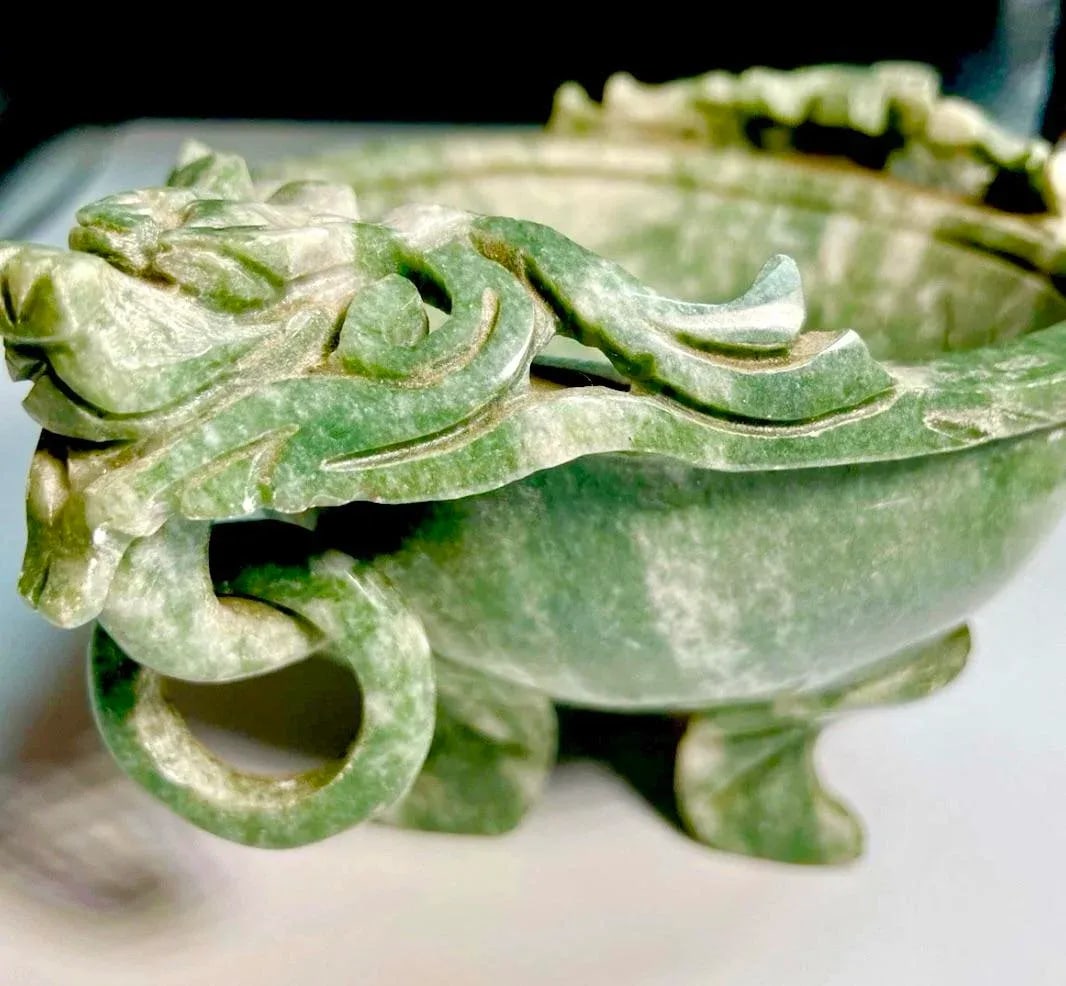 Spinach Jade Incense Burner, Marriage Bowl - 2