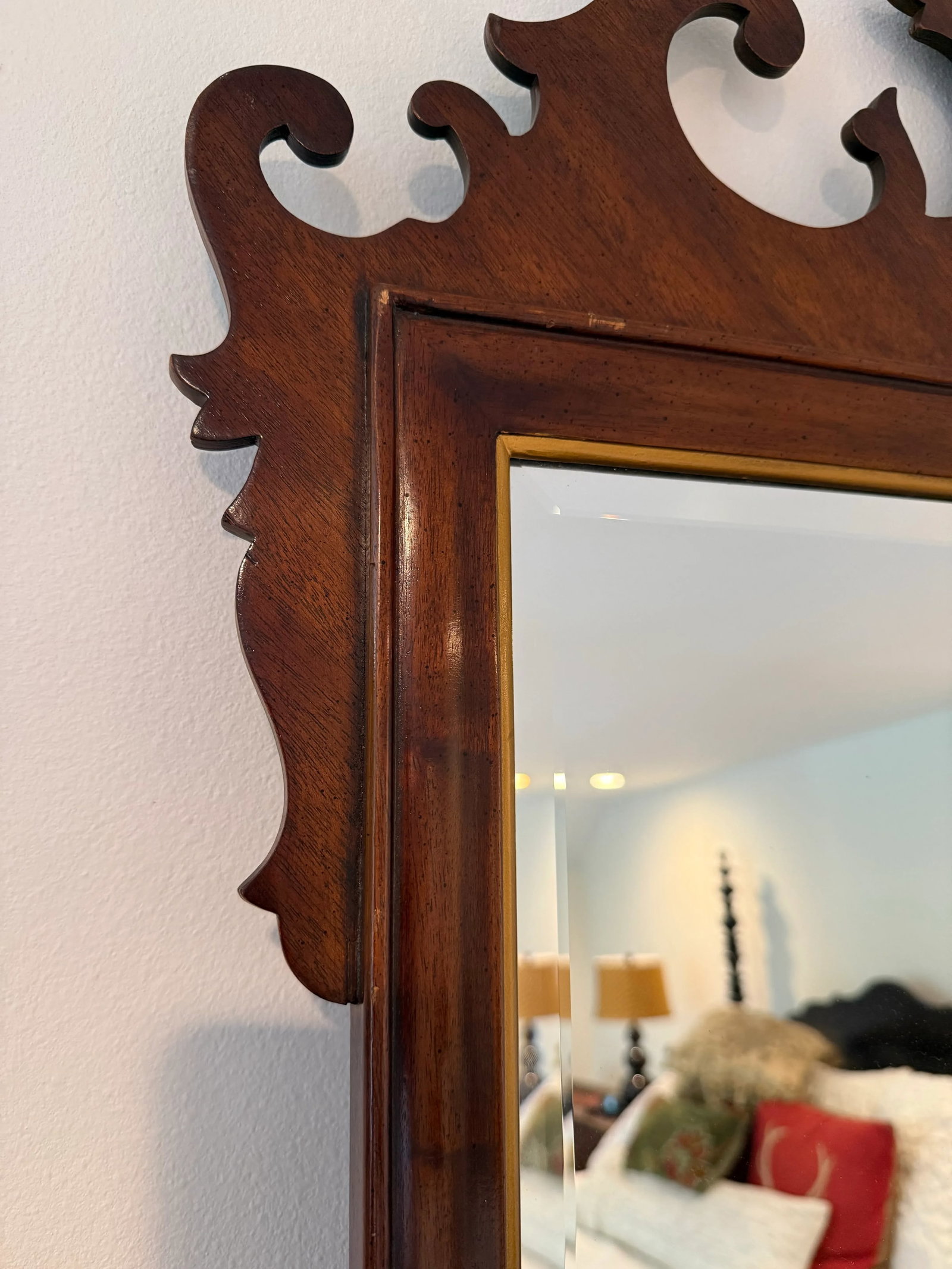 Mid 20th Century Drexel Heritage Chippendale Style Mahogany Mirror With Gilded Accent - 5