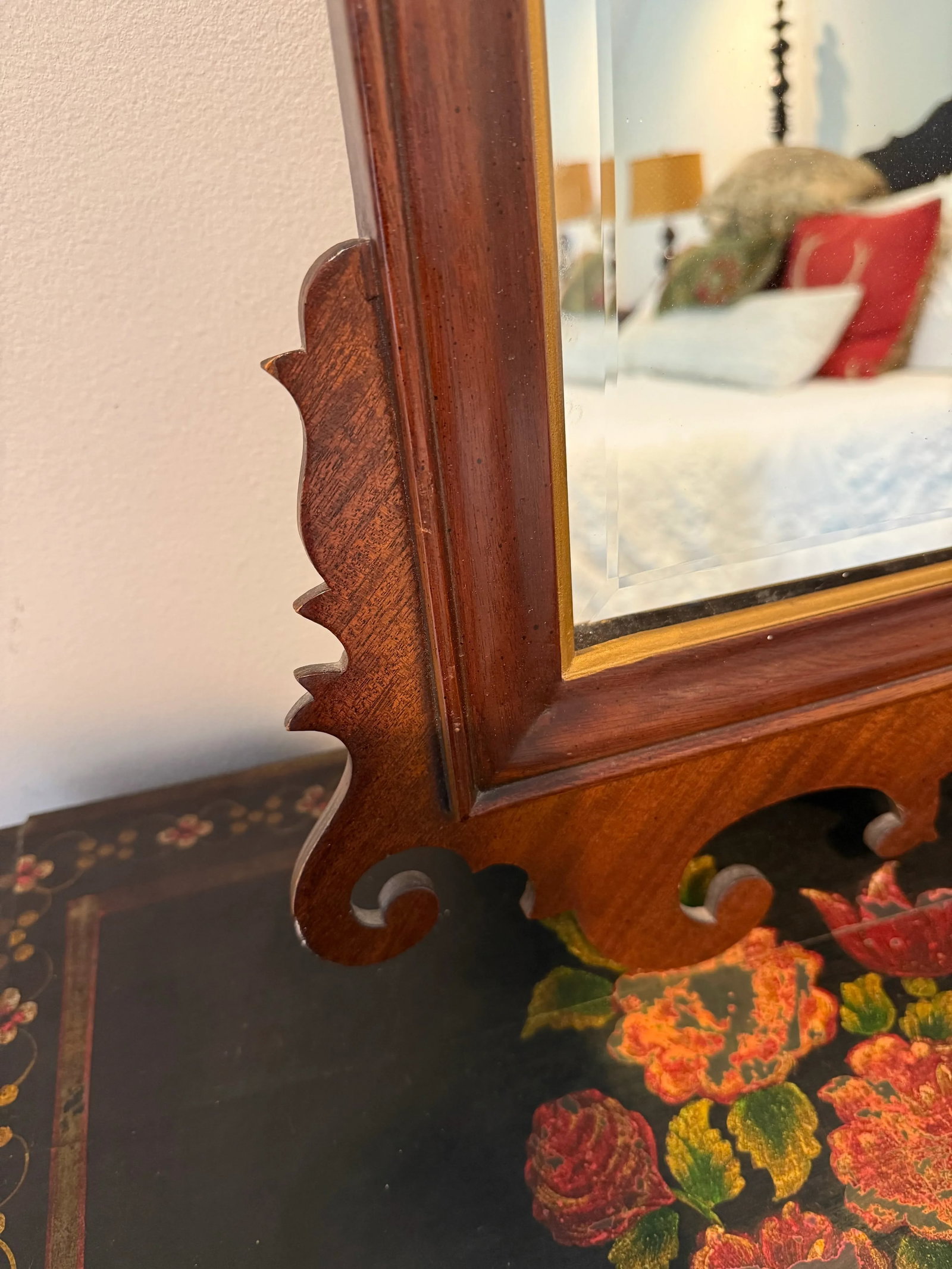 Mid 20th Century Drexel Heritage Chippendale Style Mahogany Mirror With Gilded Accent - 6