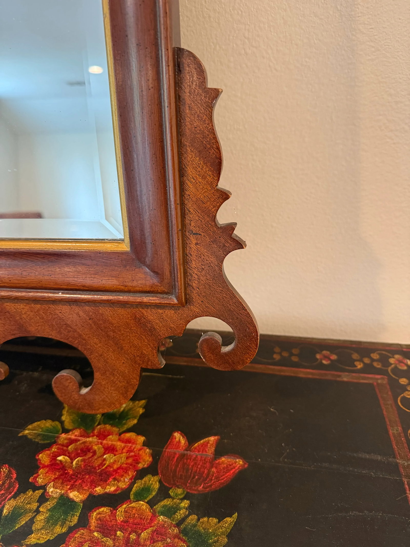 Mid 20th Century Drexel Heritage Chippendale Style Mahogany Mirror With Gilded Accent - 8