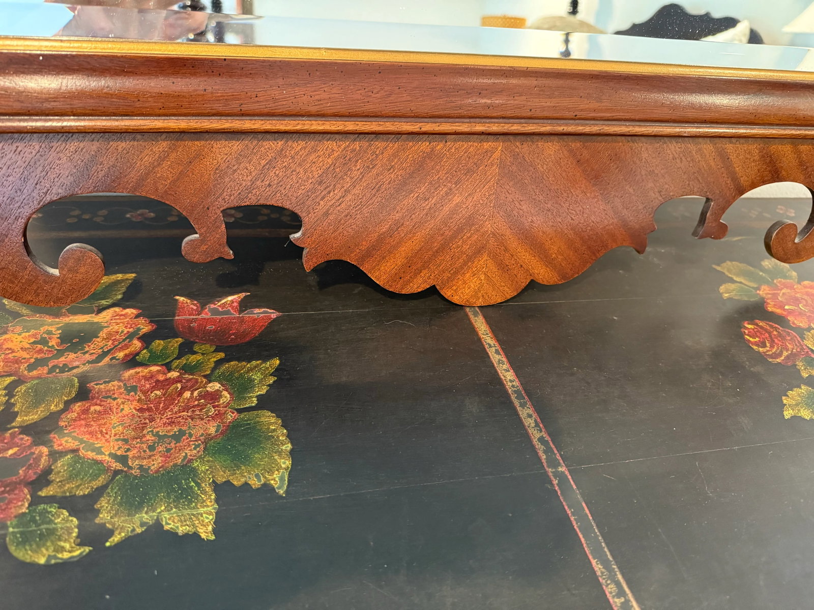 Mid 20th Century Drexel Heritage Chippendale Style Mahogany Mirror With Gilded Accent - 9