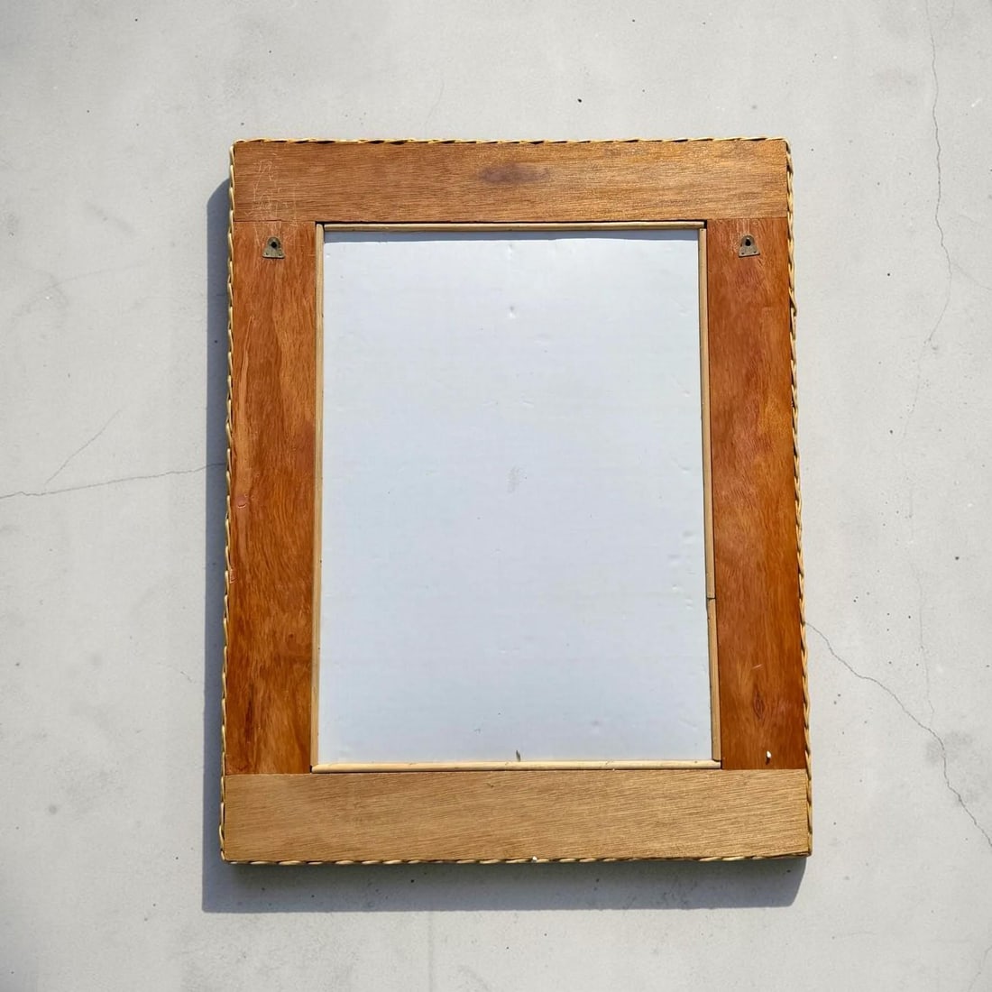 1980s Large Wall Mirror in Hand-Woven Wicker - 4