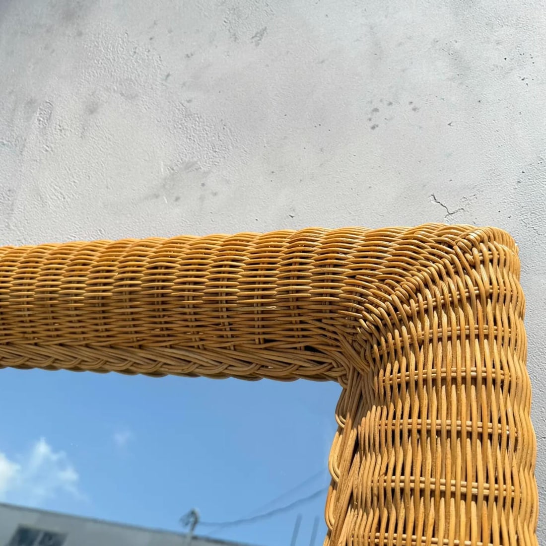 1980s Large Wall Mirror in Hand-Woven Wicker - 5