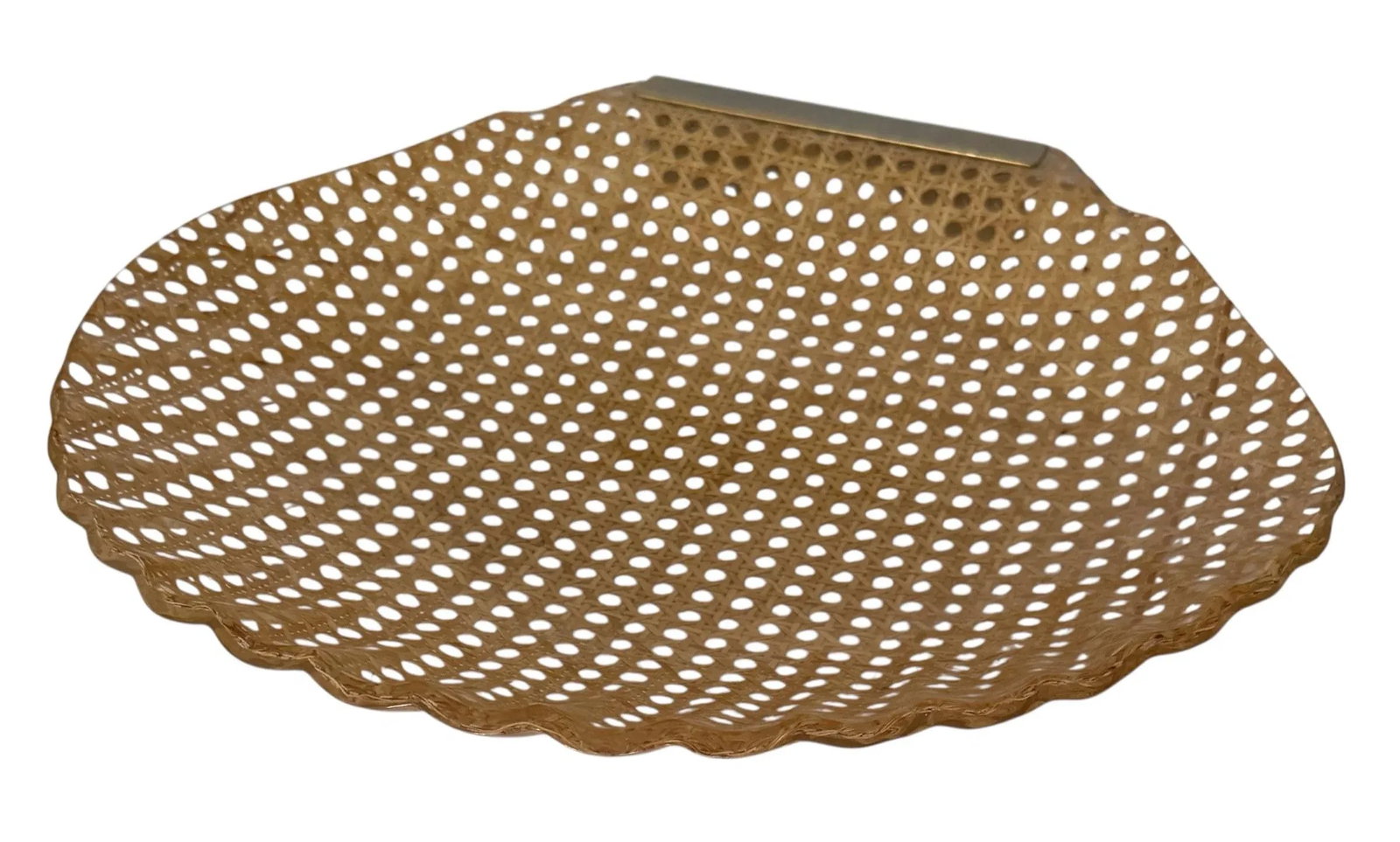 Italian Lucite Cannage Shell Shaped Bowl W" Brass Handle. - 5