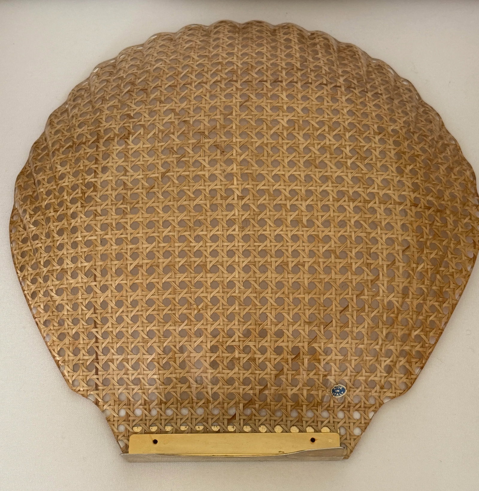 Italian Lucite Cannage Shell Shaped Bowl W" Brass Handle. - 6