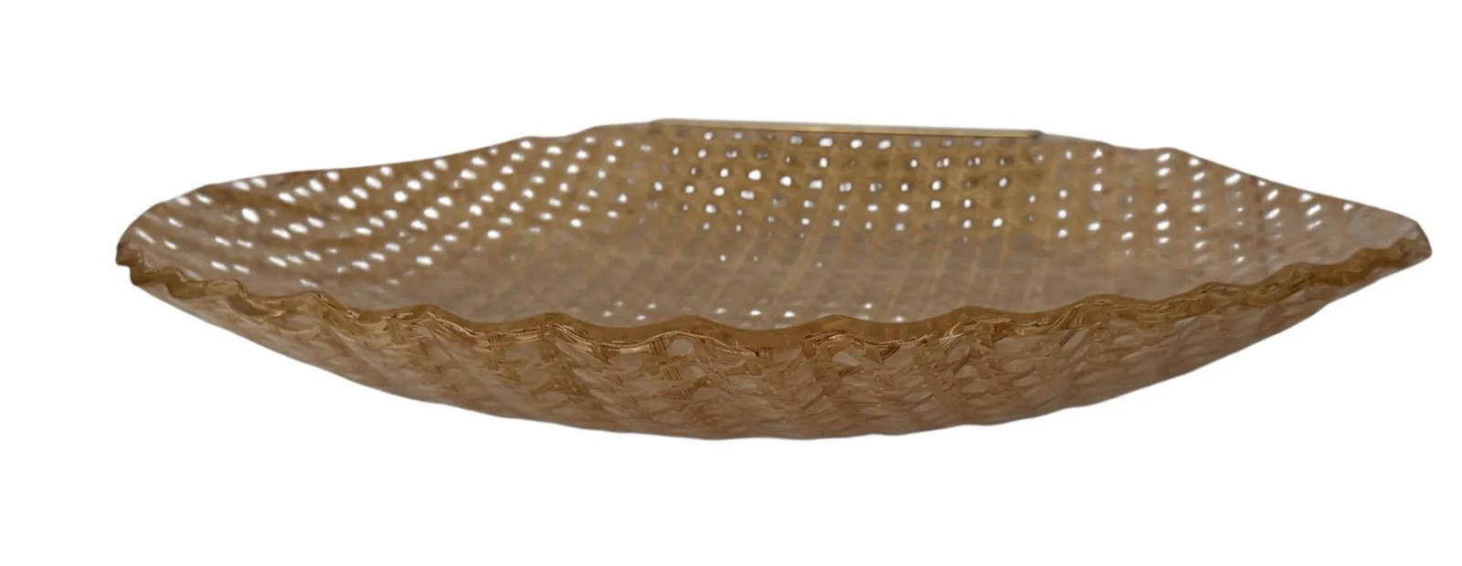 Italian Lucite Cannage Shell Shaped Bowl W" Brass Handle. - 9