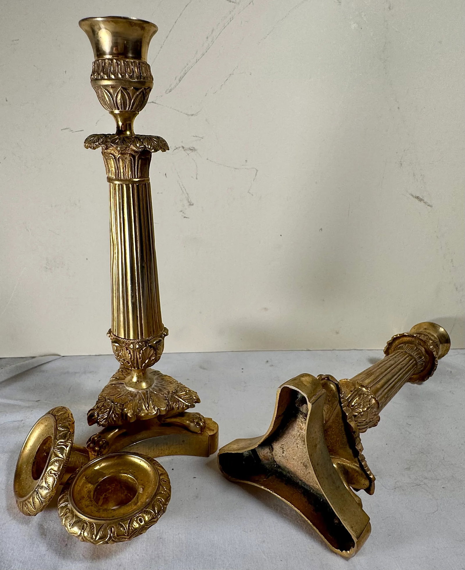 Antique Pair French Neoclassical Ormolu Bronze Candlesticks - 10