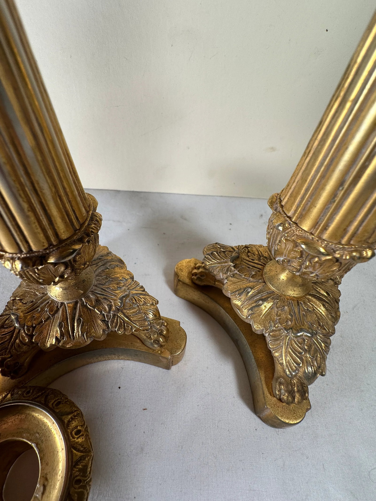 Antique Pair French Neoclassical Ormolu Bronze Candlesticks - 12