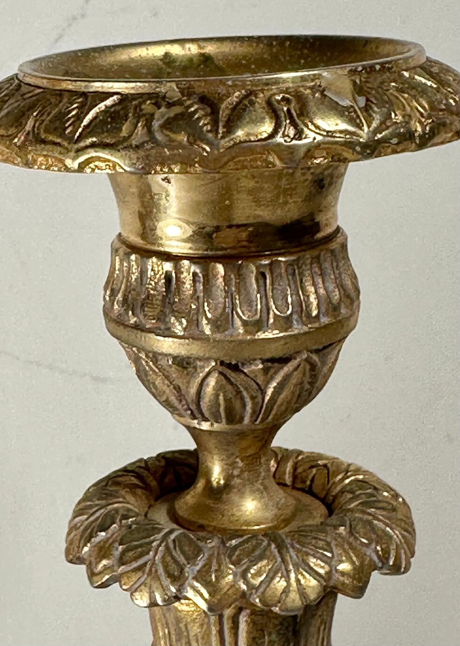 Antique Pair French Neoclassical Ormolu Bronze Candlesticks - 2