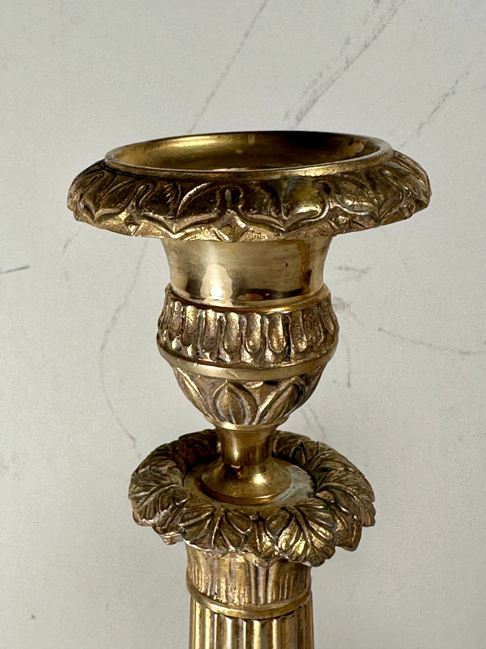 Antique Pair French Neoclassical Ormolu Bronze Candlesticks - 5