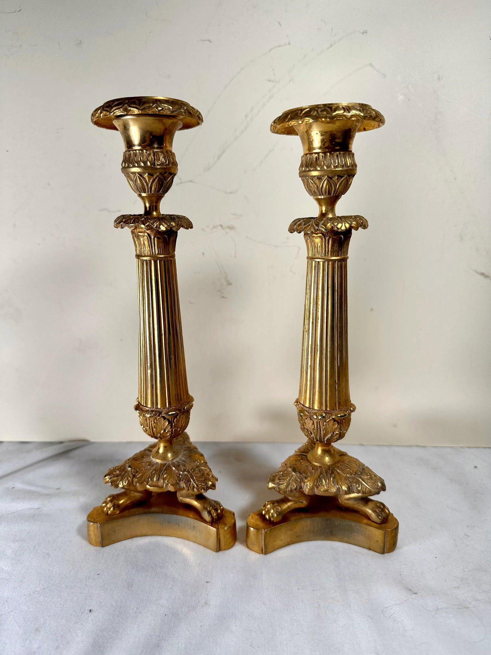 Antique Pair French Neoclassical Ormolu Bronze Candlesticks - 8