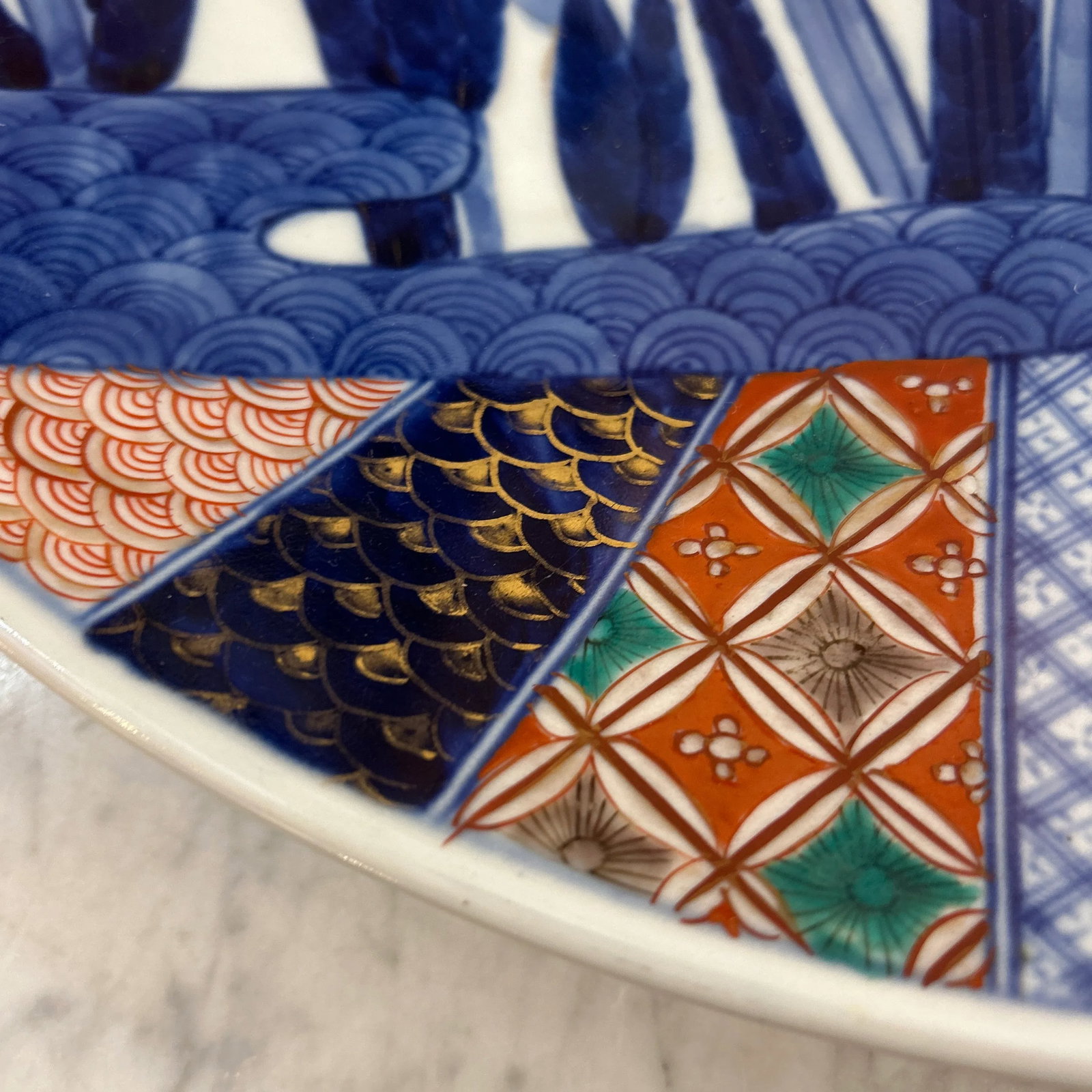 Large Porcelain - Ceramic Multi Colored Landscape Platter - 7