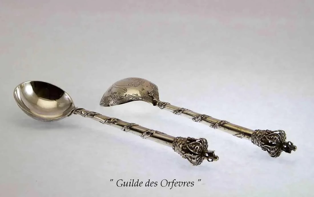 1890 Antiques Serving Spoons Set- 2 Pieces - 9