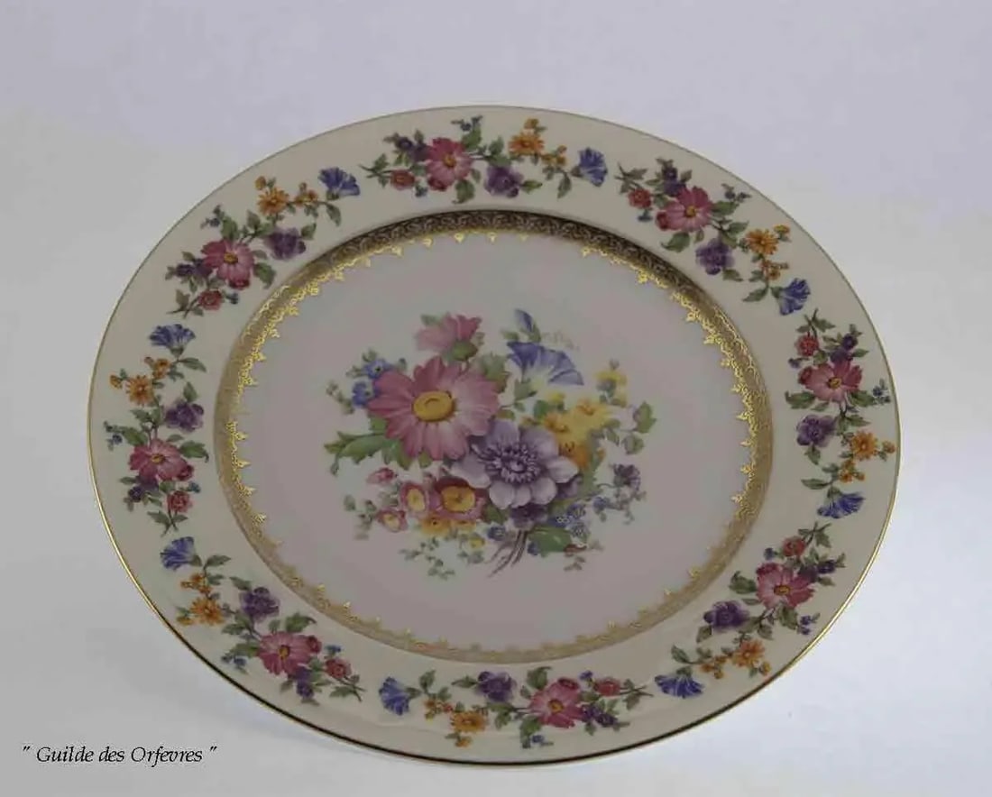 1960's Vintage Brigitta Dinner Plates with Gold Rim & Floral Design- Set of 10 - 10