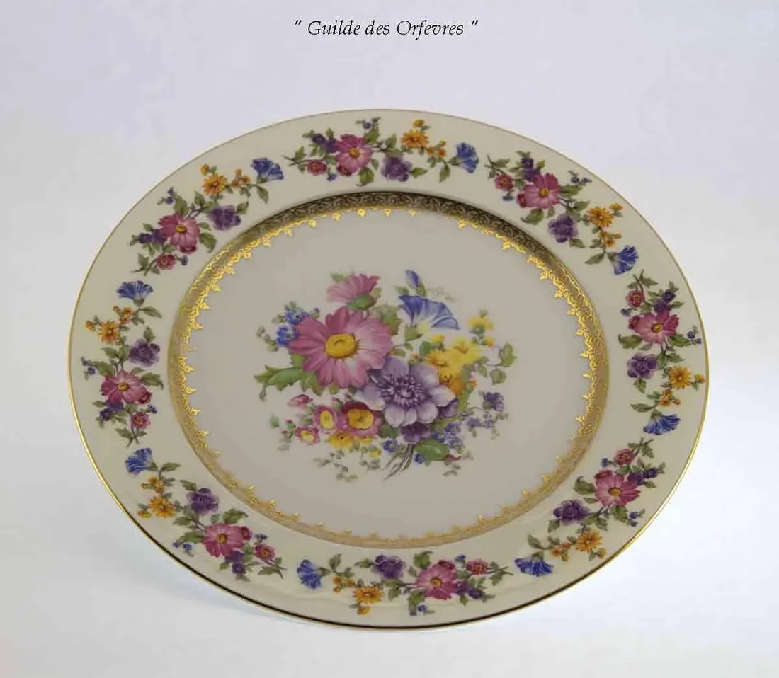 1960's Vintage Brigitta Dinner Plates with Gold Rim & Floral Design- Set of 10 - 5