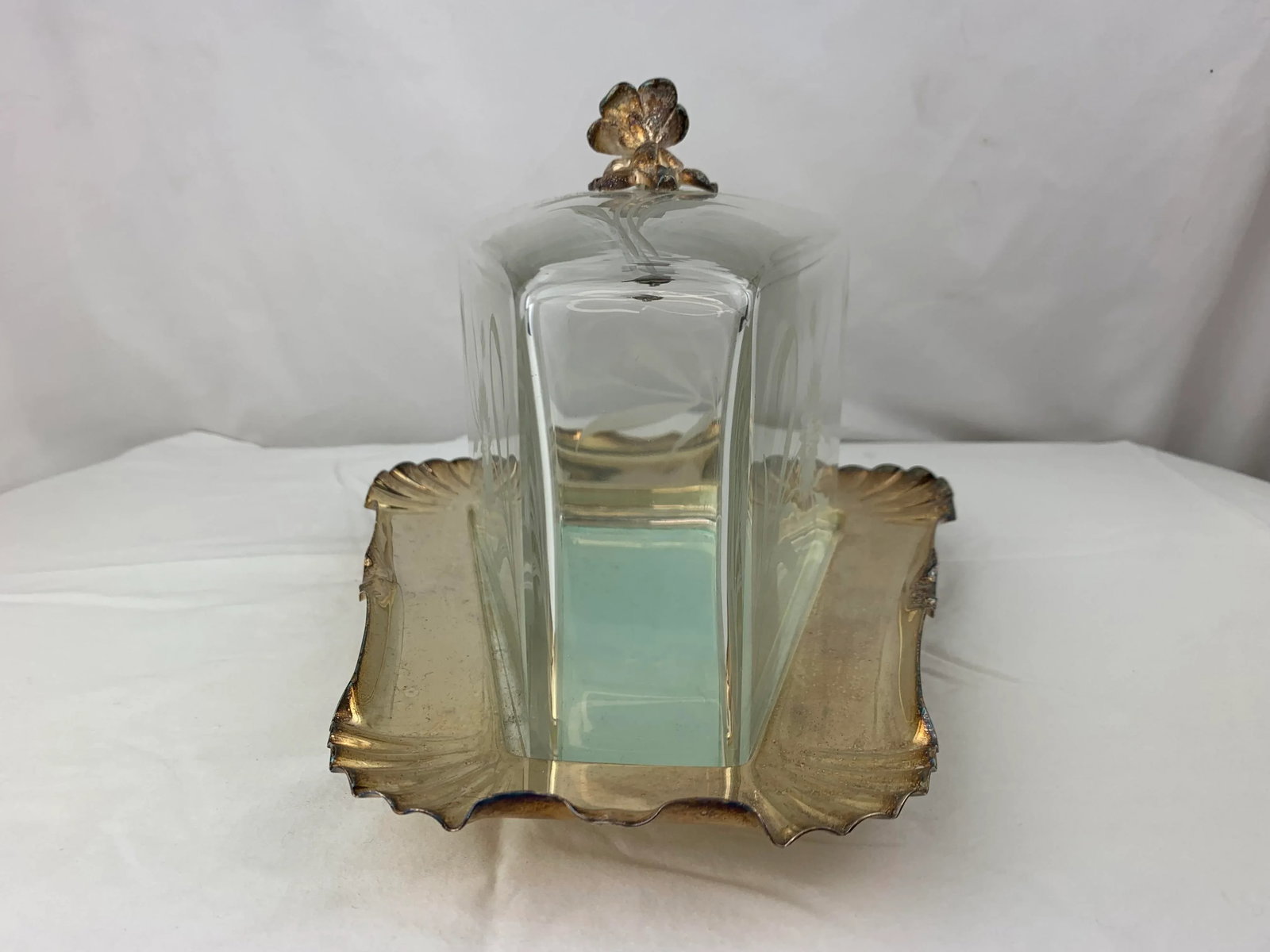 Antique Silverplate and Crystal Cheese Plate - 5