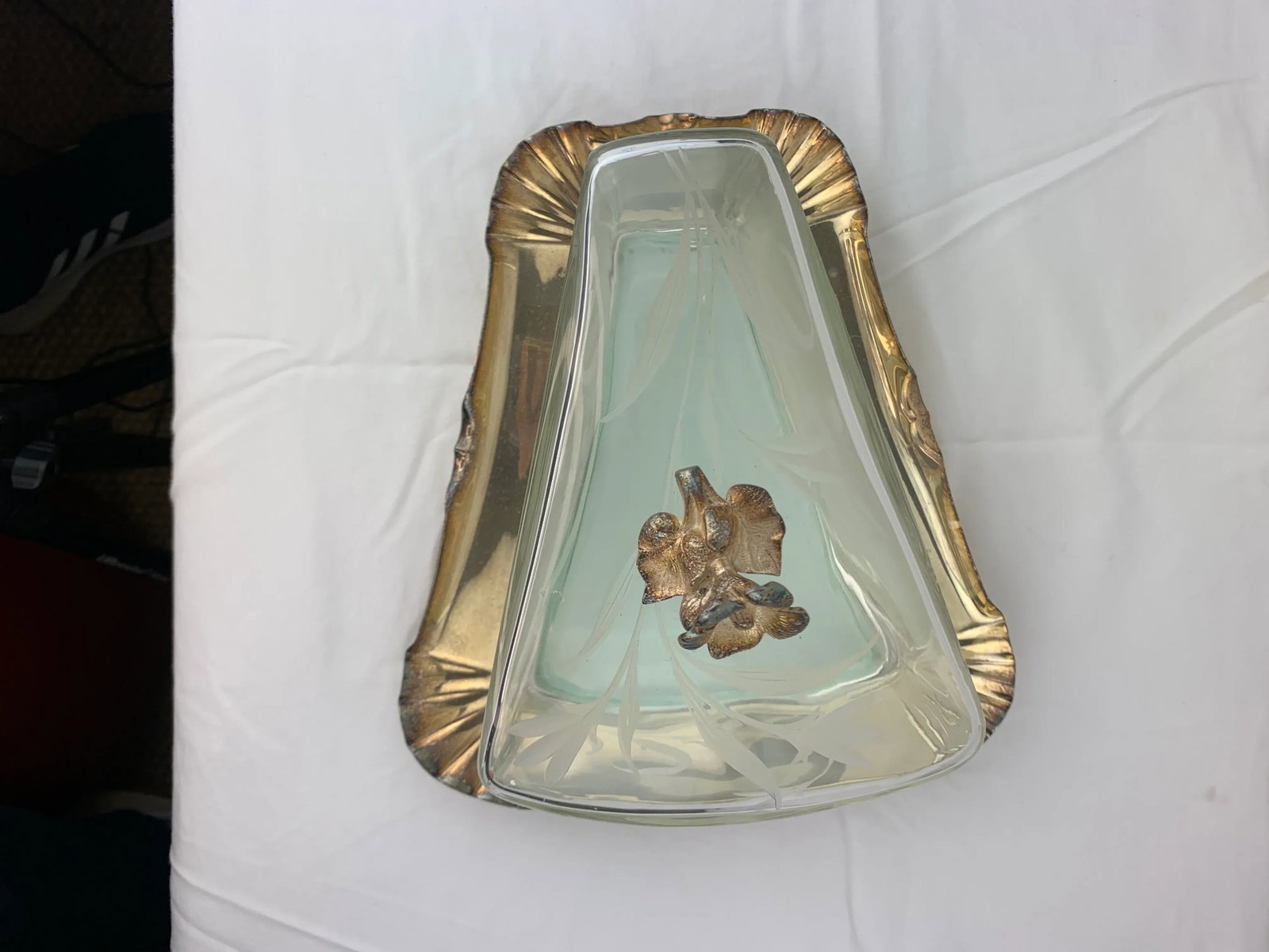 Antique Silverplate and Crystal Cheese Plate - 7