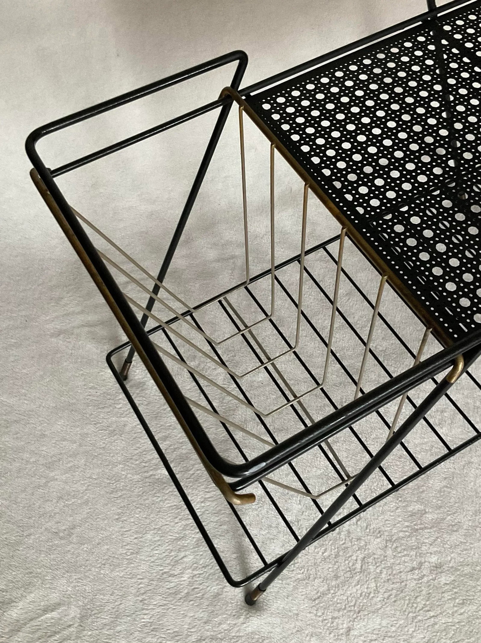 Vintage 1960s Mathieu Mategot Style Mid-Century Modern Magazine Rack Table - 7