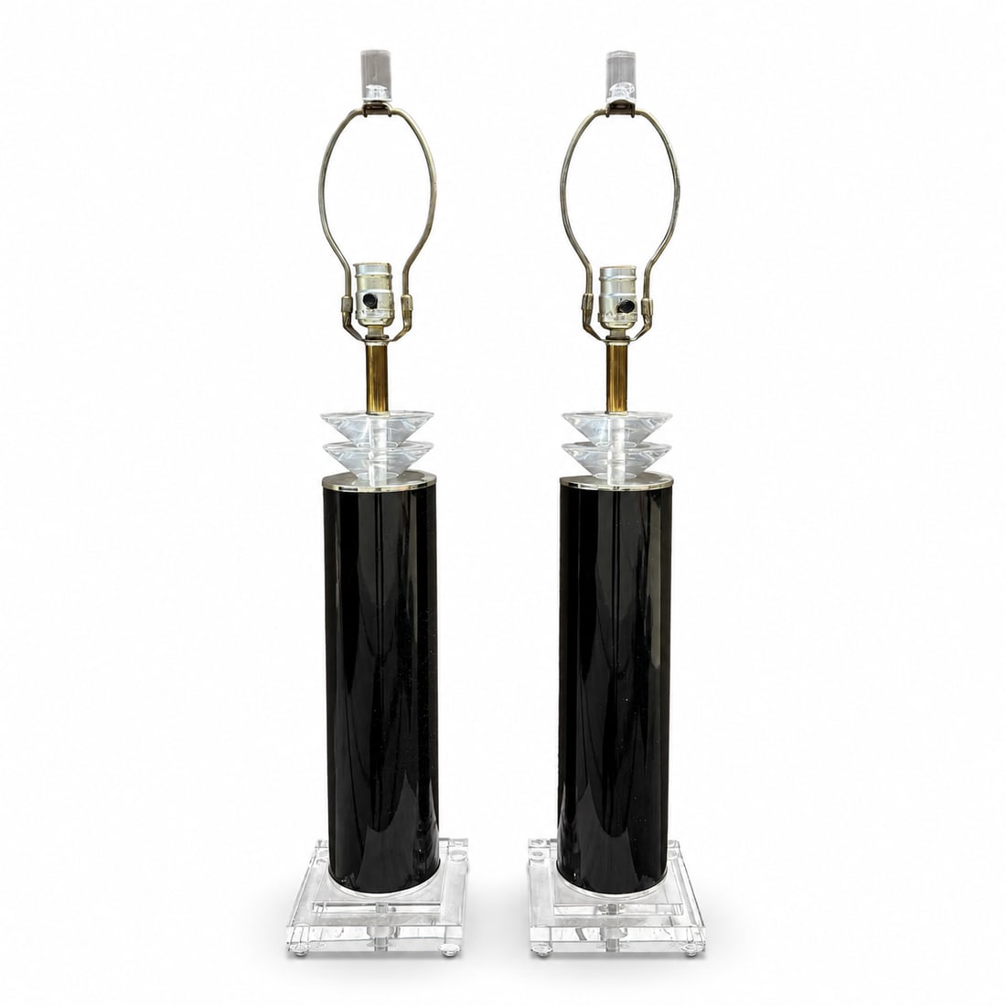 1980s Postmodern Lucite and Black Table Lamps - A Pair (1 of 8)