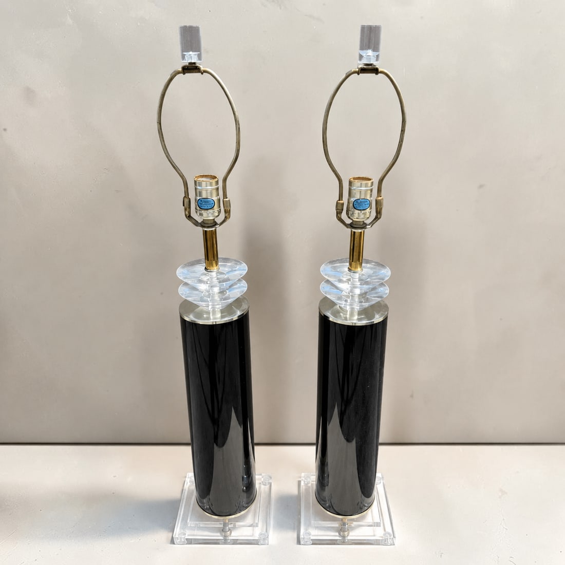 1980s Postmodern Lucite and Black Table Lamps - A Pair - 2