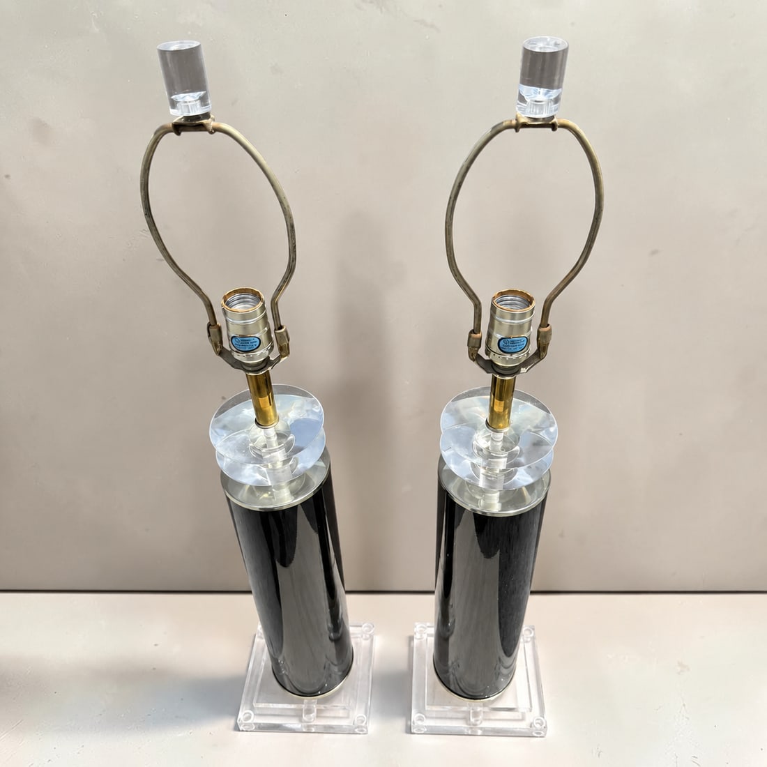 1980s Postmodern Lucite and Black Table Lamps - A Pair - 4