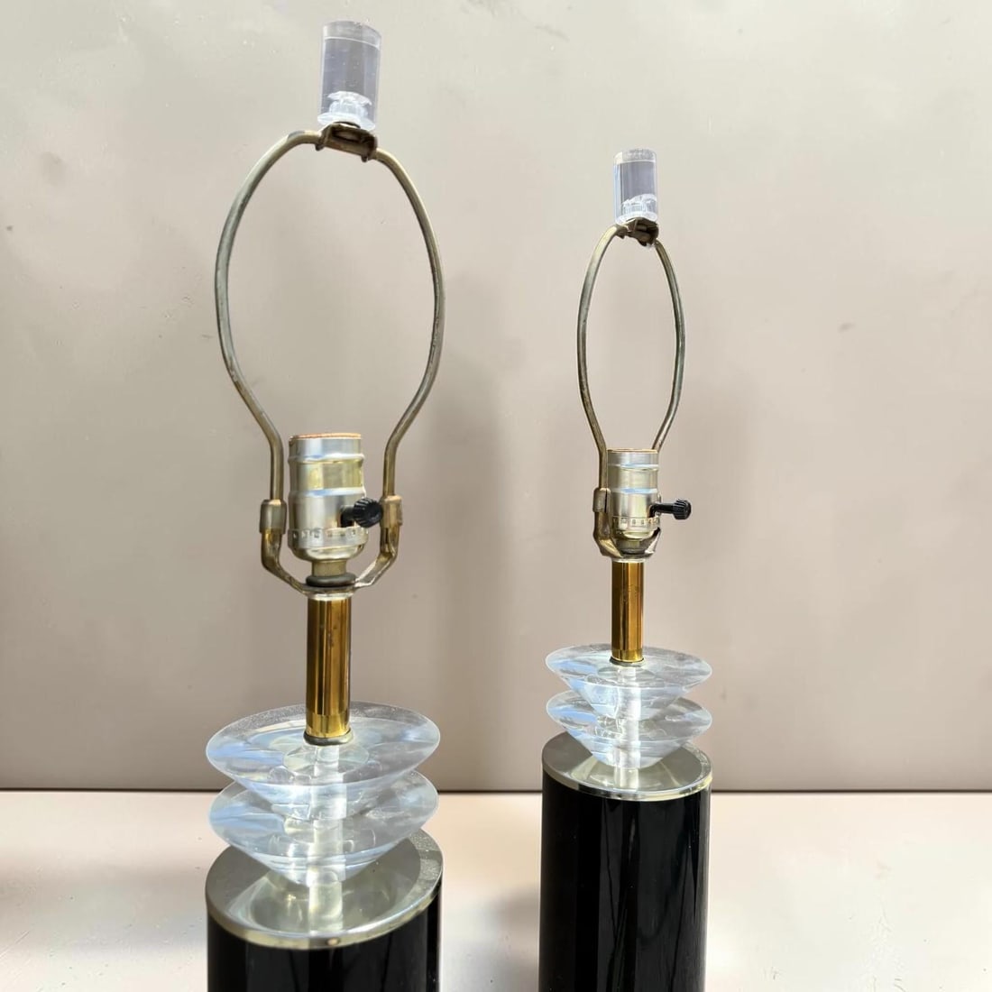 1980s Postmodern Lucite and Black Table Lamps - A Pair - 5