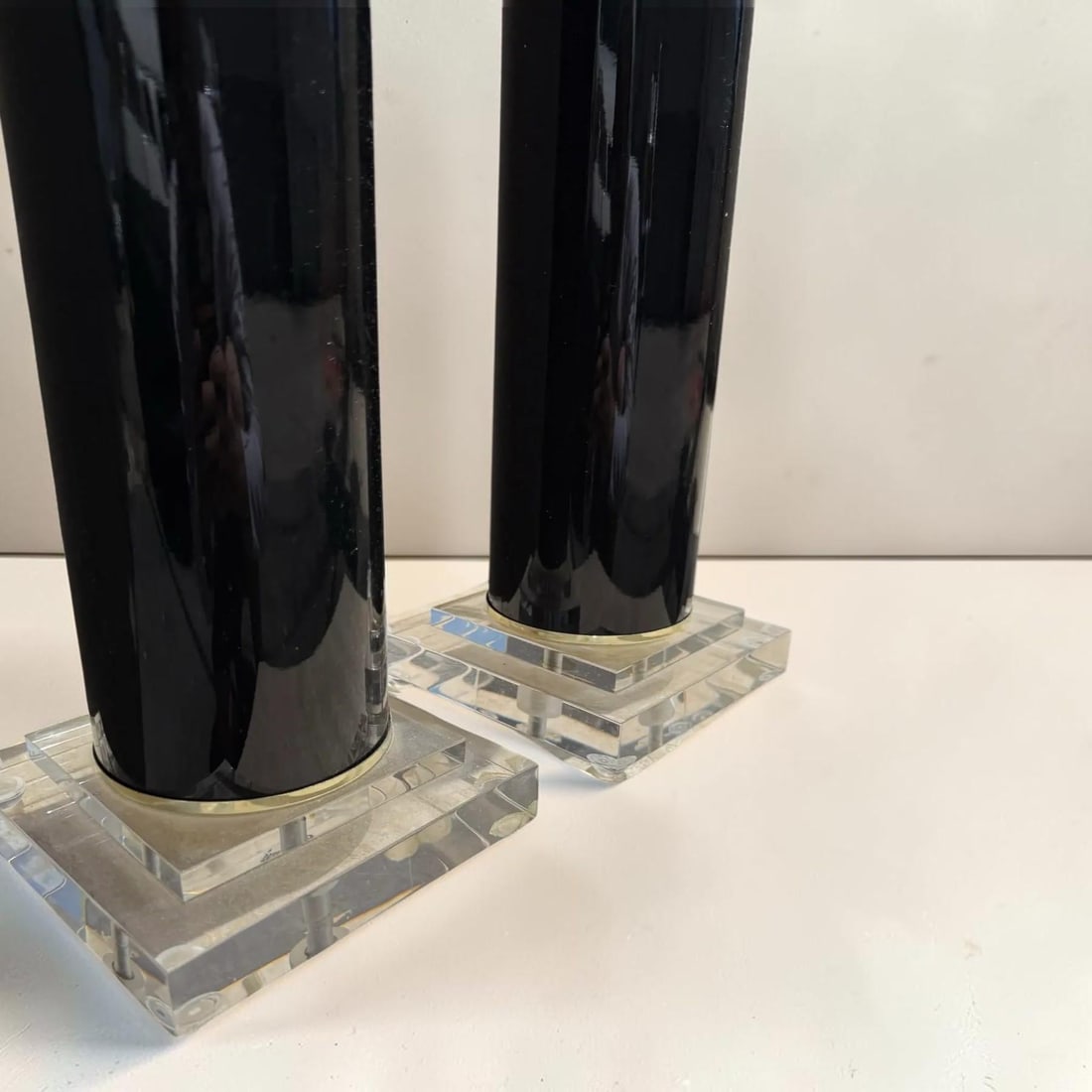 1980s Postmodern Lucite and Black Table Lamps - A Pair - 7