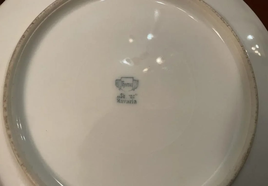 Circa 1920s Thomas Sevres of Bavaria Hand Painted Art-Deco Platter, Salt Pepper Shaker, Side Plate S - 7