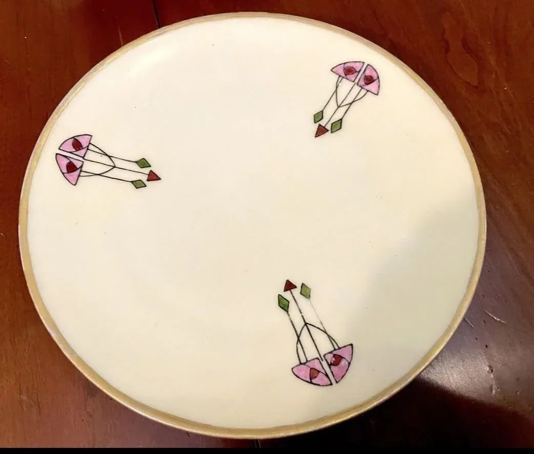 Circa 1920s Thomas Sevres of Bavaria Hand Painted Art-Deco Platter, Salt Pepper Shaker, Side Plate S - 8