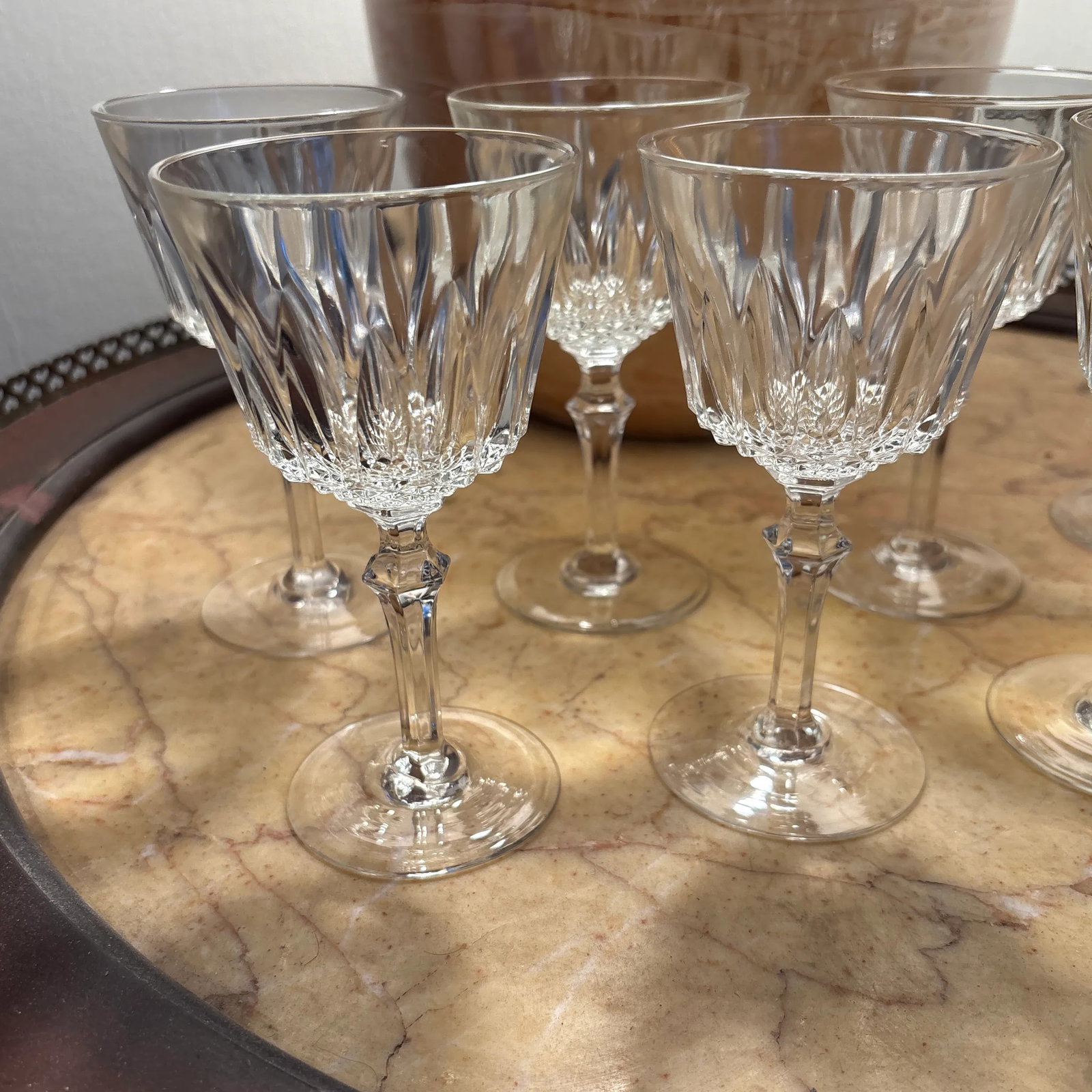 French Antique Crystal Wine Glasses and Champagne Flutes - Set of 28 - 10