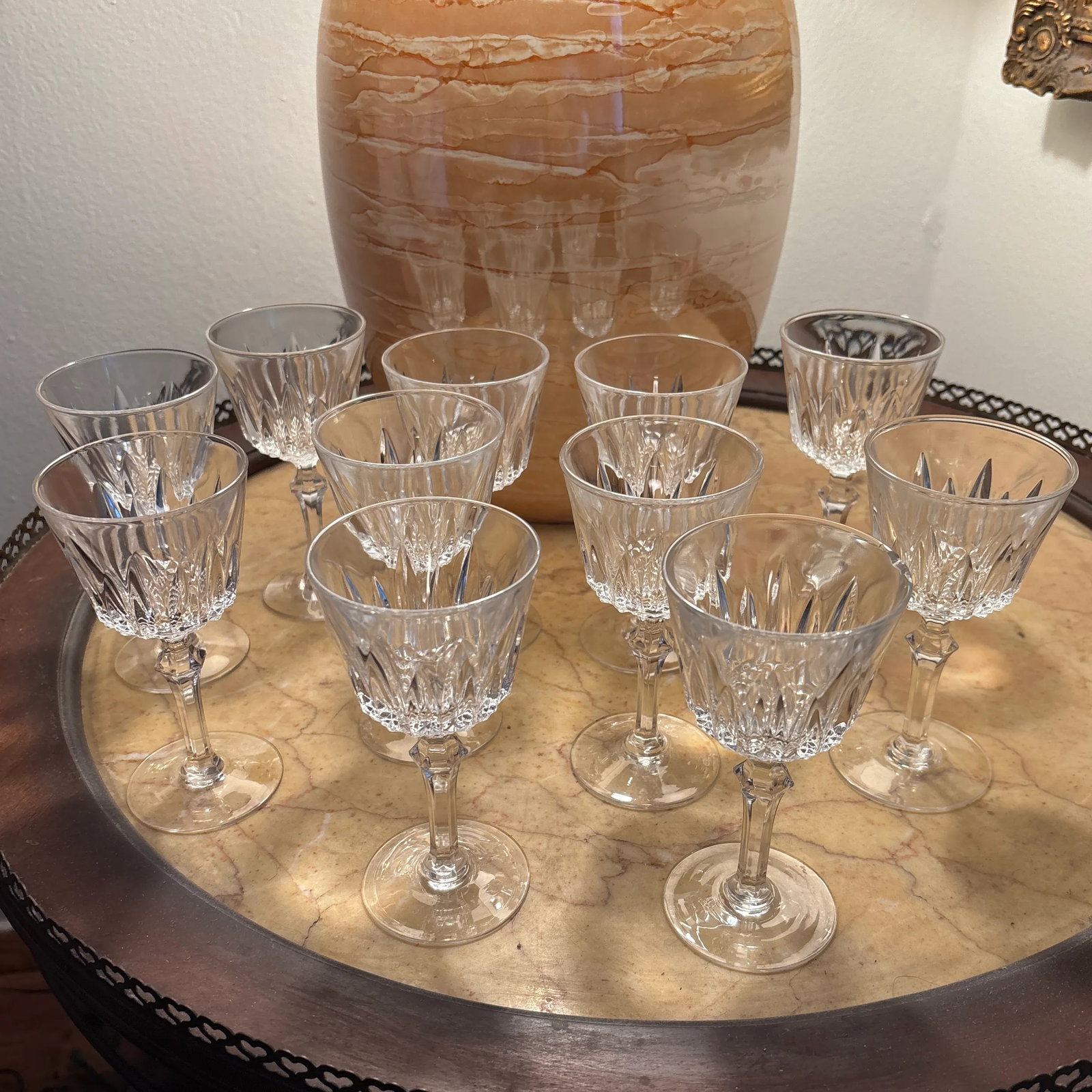 French Antique Crystal Wine Glasses and Champagne Flutes - Set of 28 - 5