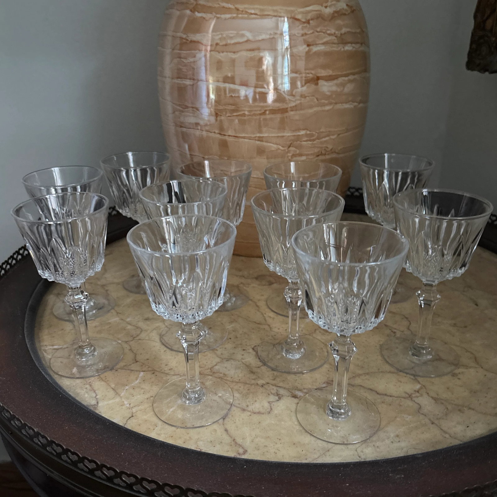 French Antique Crystal Wine Glasses and Champagne Flutes - Set of 28 - 7