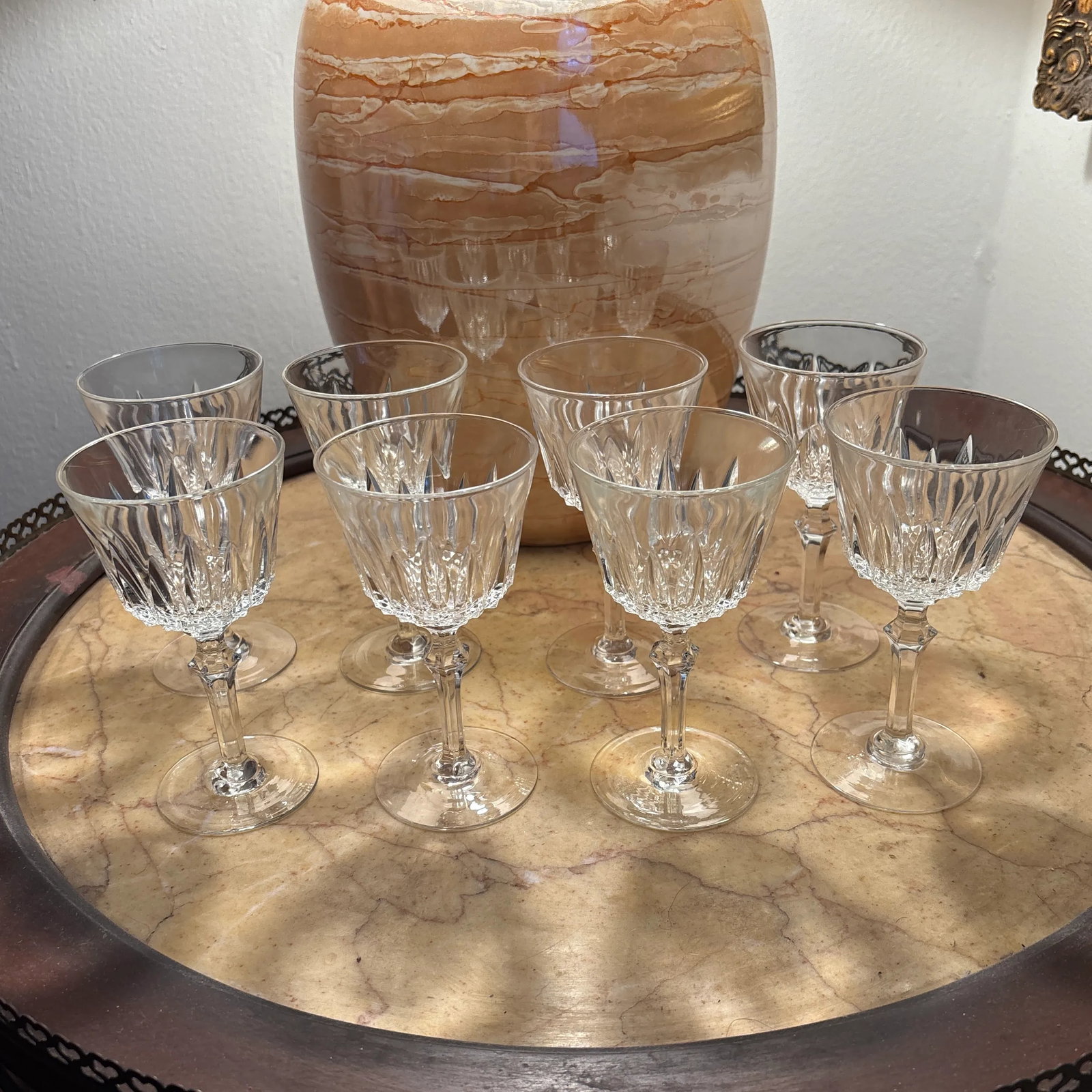 French Antique Crystal Wine Glasses and Champagne Flutes - Set of 28 - 8