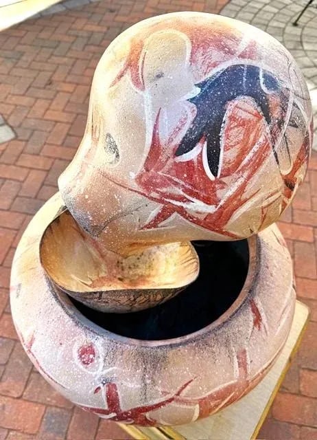 Mid 20th Century Southwestern Influenced Fiberglass 3 Part Fountain - 2