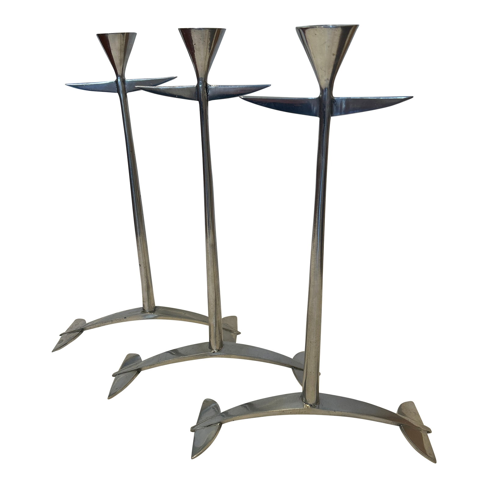 Vintage Matthew Hilton Candlesticks - Set of 3: A set of three rare Matthew Hilton designed candlesticks from the 1990s. The prototypes are housed at the Victoria and Albert Museum in London. During the 1990s Hilton made many experimental forms, so