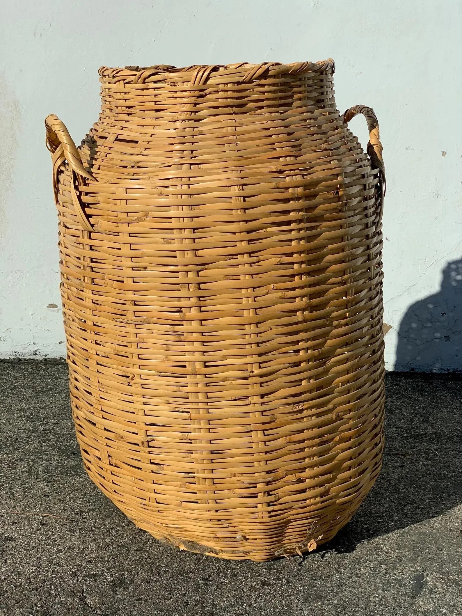 Boho Woven Wicker Flower Floor Vase Vintage Rattan Planter Jug Jar Urn - 2