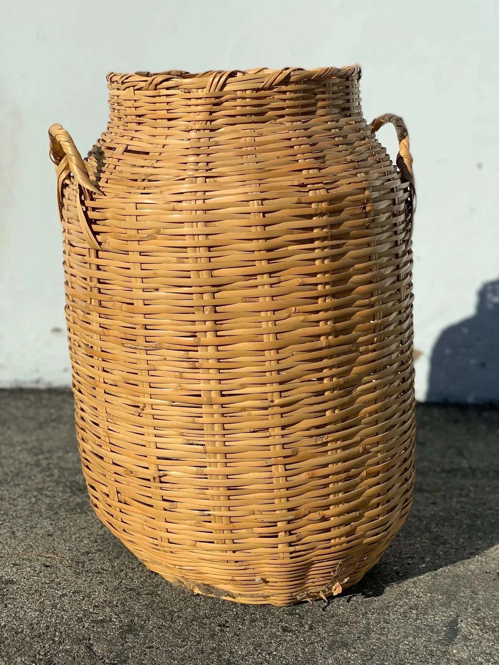 Boho Woven Wicker Flower Floor Vase Vintage Rattan Planter Jug Jar Urn - 3